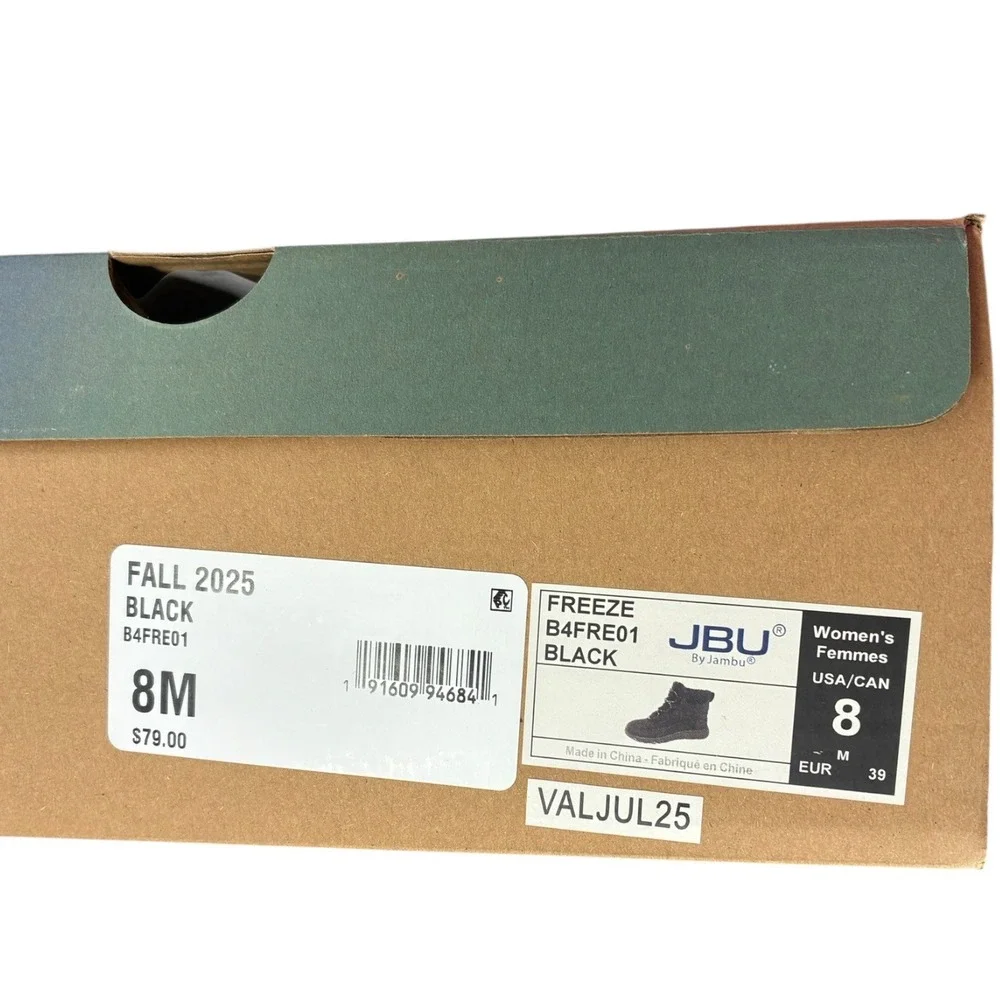 JBU Jambu Freeze Black FauxShearling‎ LaceUp Booties Lightweight Traction 8M NIB